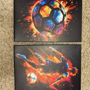 Vibrant Soccer Art Canvas Set
